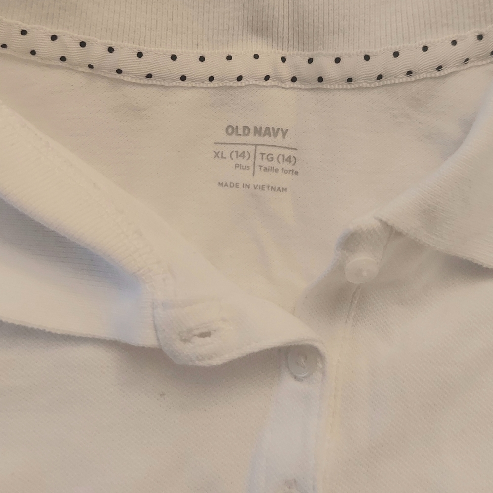 Old Navy Girls Short Sleeve Uniform Polo Shirt T-shirt White sz XL (14) - Picture 4 of 5